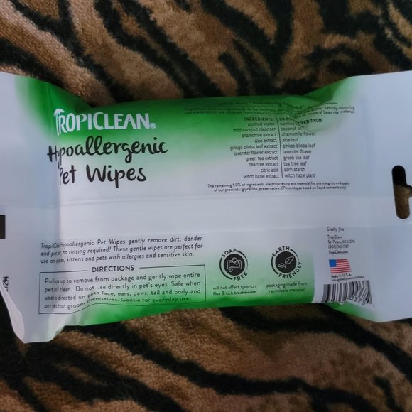 Tropiclean Pet Wipes..Hypoallergenic Dog or Cat New! - Picture 2 of 2